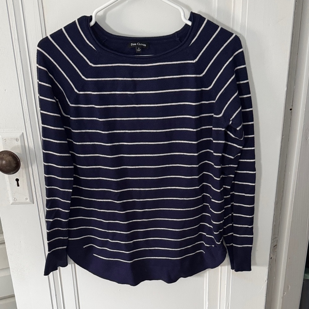 Pink Clover Navy and White Striped Sweater
